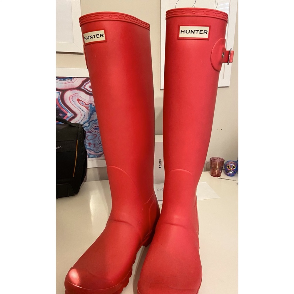 Hunter Tall Coral Rainboots with Colorblock Stripe